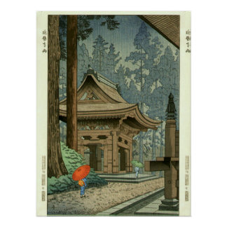 Rain at Enryakuji Temple Shin Hanga Print