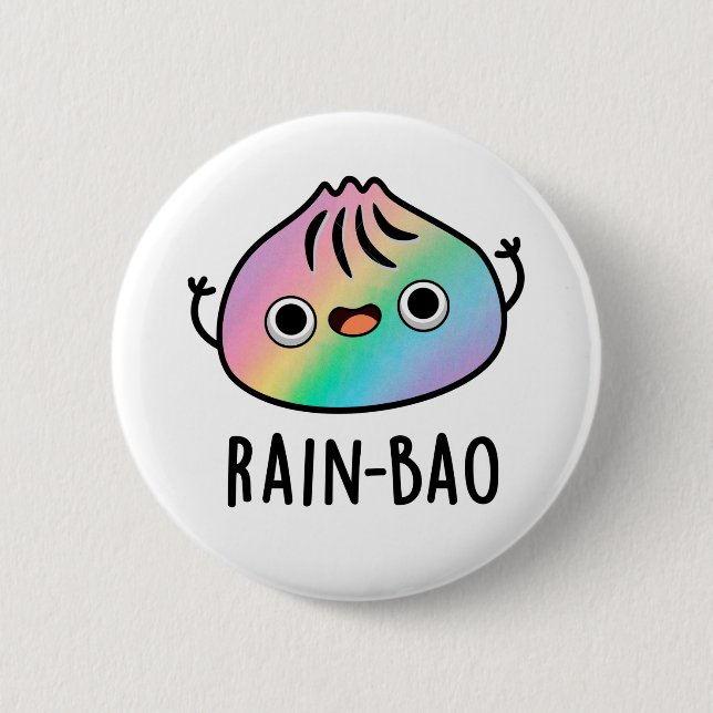 Rain-bao Funny Rainbow Dimsum Bao Pun  2 Inch Round Button (Front)