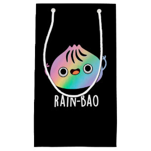 Rain-bao Funny Rainbow Dimsum Bao Pun Dark BG Small Gift Bag