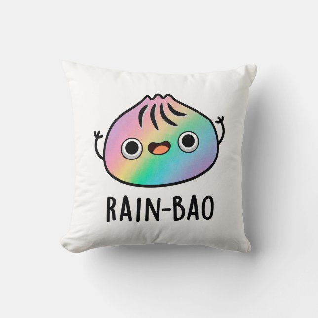 Rain-bao Funny Rainbow Dimsum Bao Pun  Throw Pillow (Front)