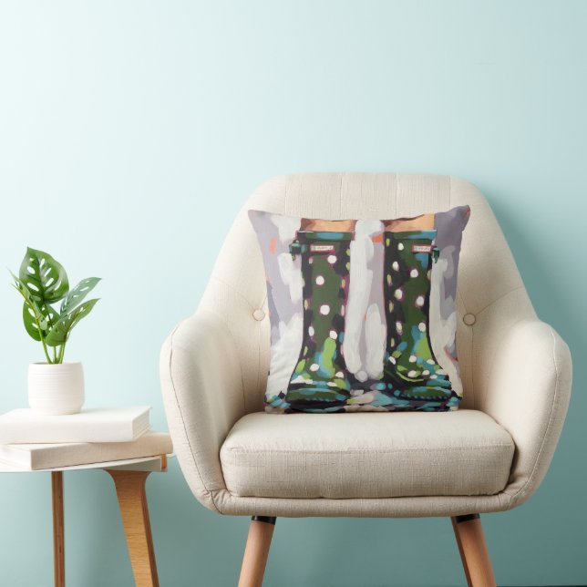 Rain Boots Painting - Nursery Decor Throw Pillow (Chair)