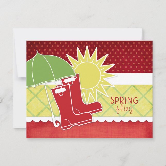 Rain Boots Spring Invitations (Front)