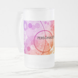 RAIN BUBBLES IN RAINBOWS FROSTED GLASS BEER MUG