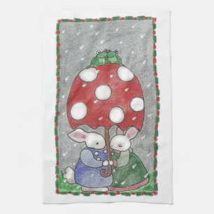 Rain Bunnies tea towel