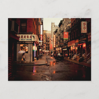 Rain - Chinatown - New York City Postcard