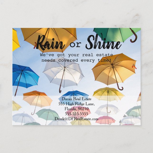 Rain clients referral real estate marketing sell postcard (Front)