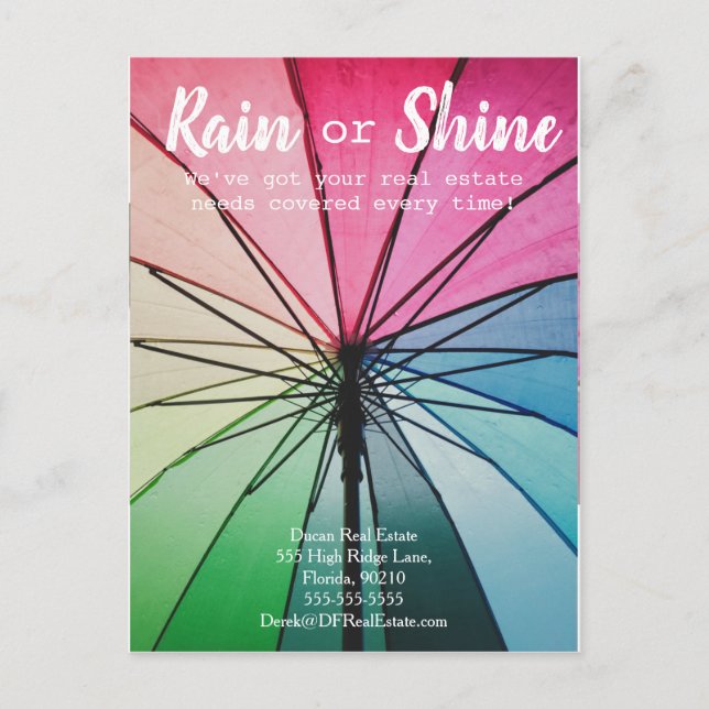 Rain clients referral real estate marketing sell postcard (Front)
