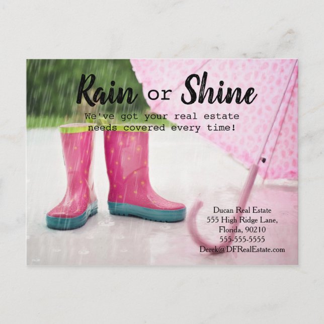 Rain clients referral real estate marketing sell postcard (Front)