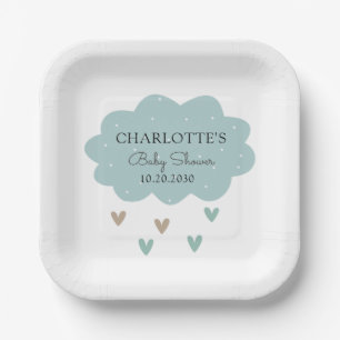 Rain Cloud Baby Shower Blue Paper Plates