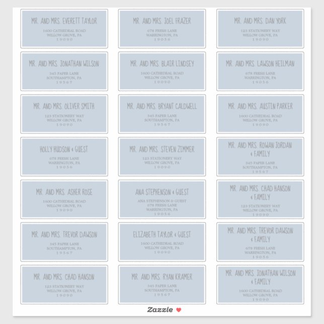 Rain Cloud Blue Baby Shower Guest Address Labels (Sheet)