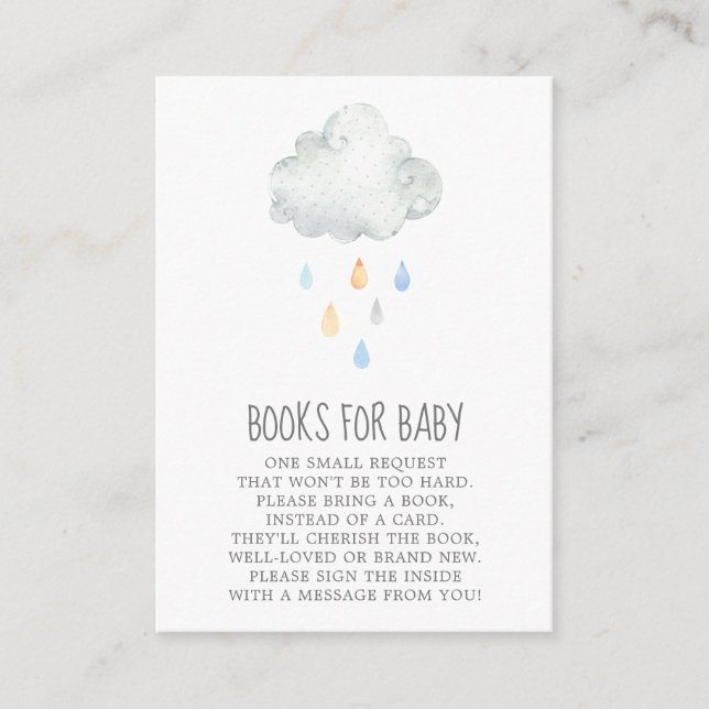 Rain Cloud Books for Baby Boy Enclosure Card (Front)