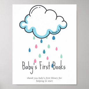 Rain Cloud Books for Baby Girl Shower Sign