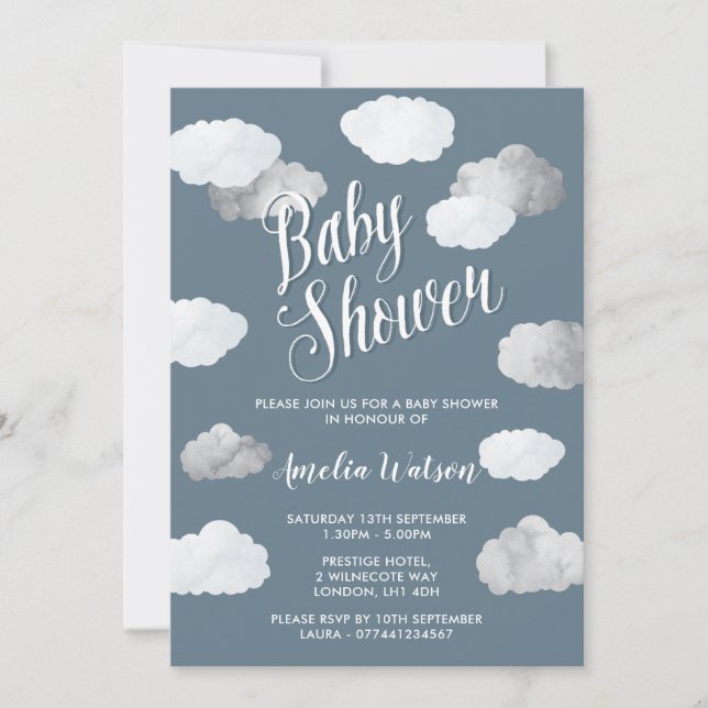 Rain Clouds Baby Shower Invitations (Front)