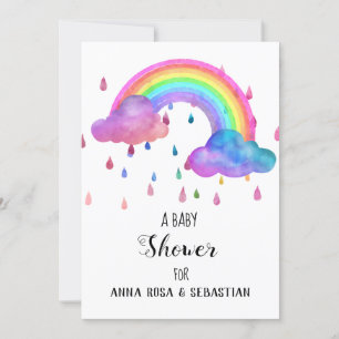 *~* Rain Clouds Rainbow Baby Shower Invitation