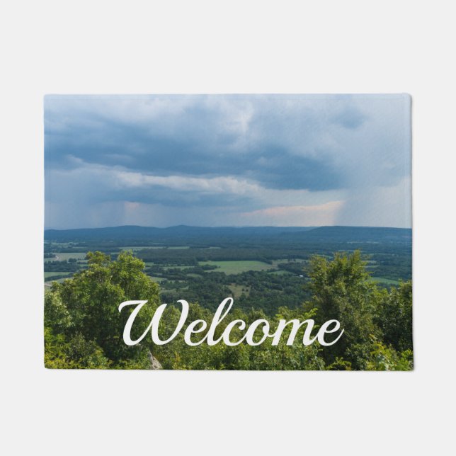 Rain Coming To Petit Jean Welcome Doormat (Front)