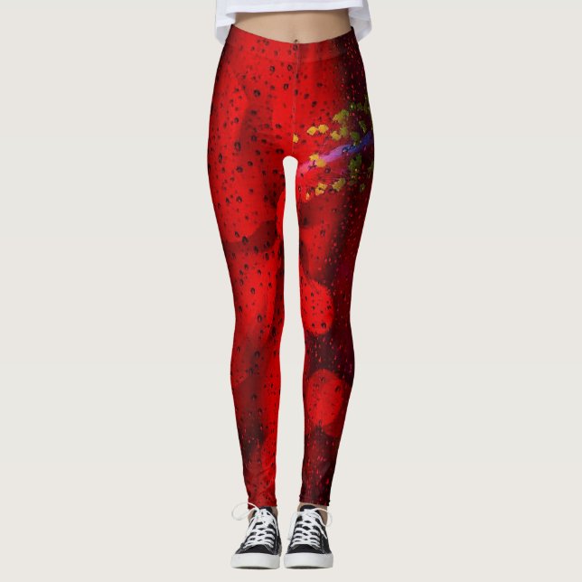 Rain Dotted Red Leggings (Front)