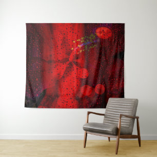 Rain Dotted Red Tapestry