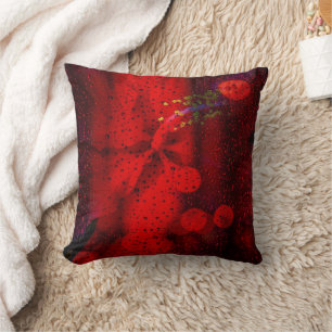 Rain Dotted Red Throw Pillow