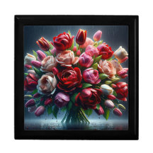 “Rain-Drenched Tulips and Roses Bouquet" Keepsake