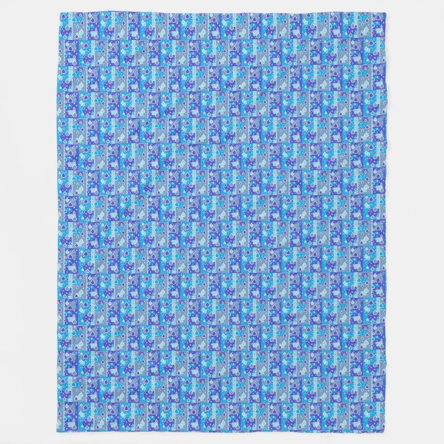 Rain Drops April Showers Multi Blue Design Fleece Blanket (Front)