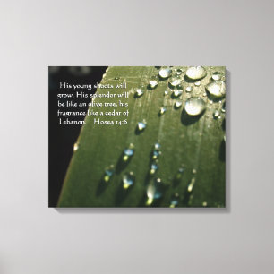 Rain Drops on Leaf Scripture Canvas Print