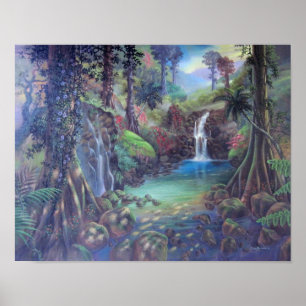 Rain Forest Landscape River Waterfalls Art Poster