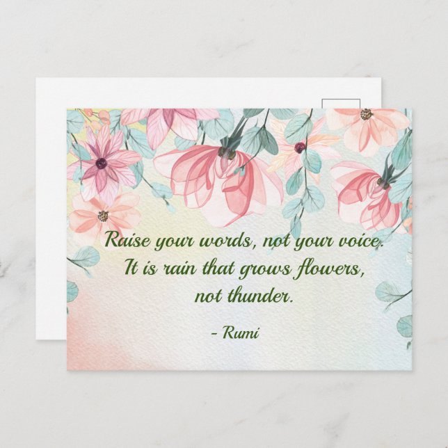 Rain Grows Flowers Rumi Quote   Postcard (Front/Back)