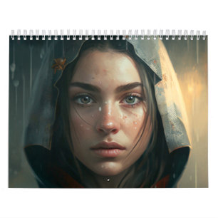 Rain hood girl calendar