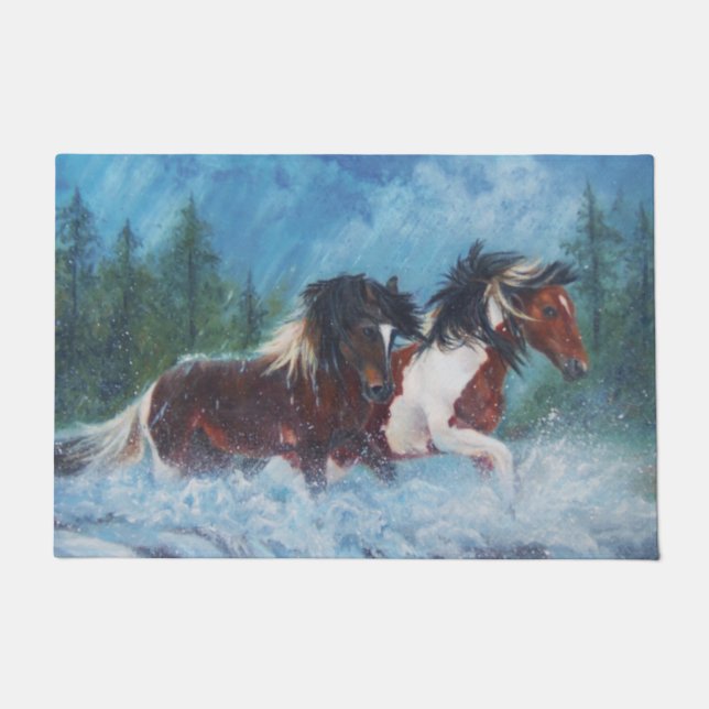 "Rain Horses" Western Door Mat (Front)