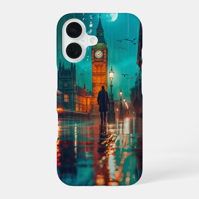 Rain in London iPhone 16 Case (Back)