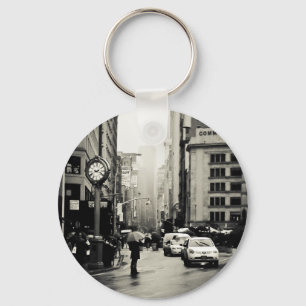 Rain in New York City - Vintage Style Keychain