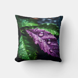 “Rain-Kissed Leaves: Nature’s Palette" Throw Pillow