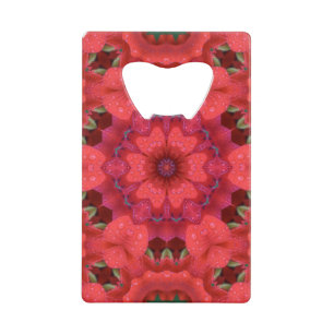 Rain Kissed Scarlet Kaleidoscope  Credit Card Bottle Opener