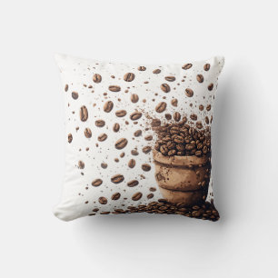 Rain of Coffee Beans Throw Pillow