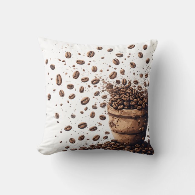 Rain of Coffee Beans Throw Pillow (Front)