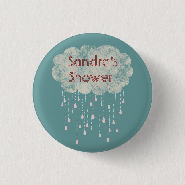 Rain of Love Shower Guest Custom Button Blue (Front)