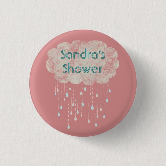 Rain of Love Shower Guest Custom Button Pink (Front)