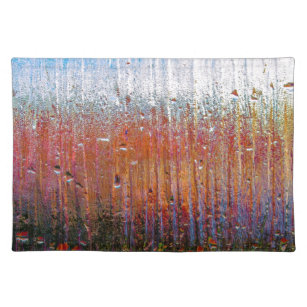 rain on colourful glass placemat
