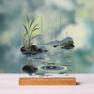 Rain on Still Water Modern Nature Poster