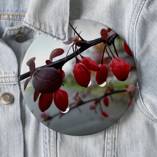 Rain on twig 6 inch round button (In Situ)