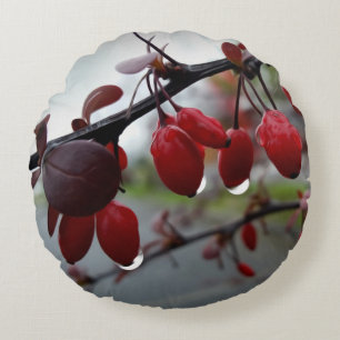 Rain on twig round pillow