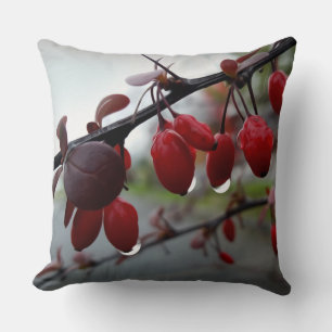 Rain on twig throw pillow