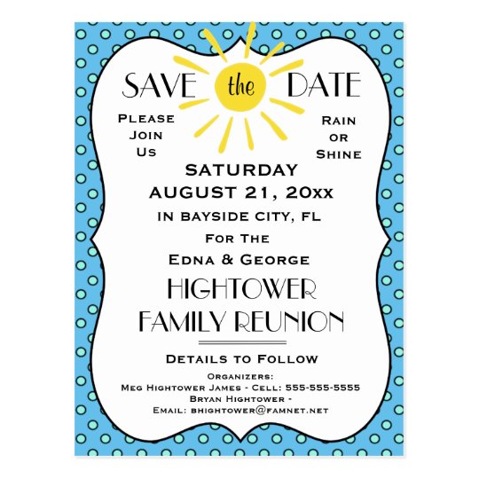 Rain or Shine Reunion,Party or Event Save the Date Postcard