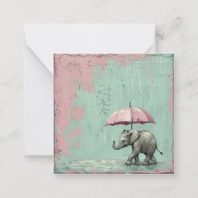 Rain or Shine, Send Smiles: Elephant Umbrellas Card (Front)