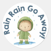 Rain Rain Go Away - Cute Bear on a rainy day