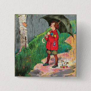 Rain, Rain, Go Away - Mother Goose Nursery Rhyme 2 Inch Square Button