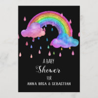 *~* Rain Rainbow Clouds Baby Shower Invitation