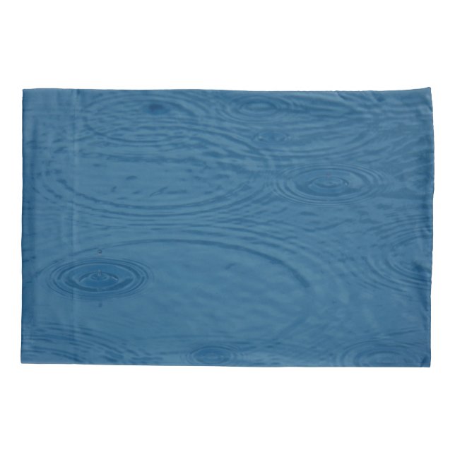 Rain Ripples (Blue Water Waves) Pillowcase (Back)