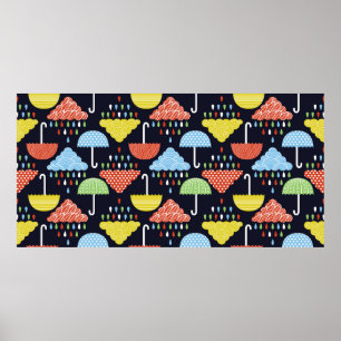 Rain seamless pattern poster
