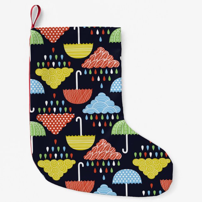 Rain seamless pattern small christmas stocking (Front)